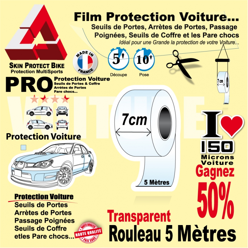 5cm* 10m Film Protecteur Voiture 1 Rouleau Film Voiture Transparent Film  Protecteur Bord Voiture pour Seuil de Porte de Voiture Nano - Cdiscount Auto